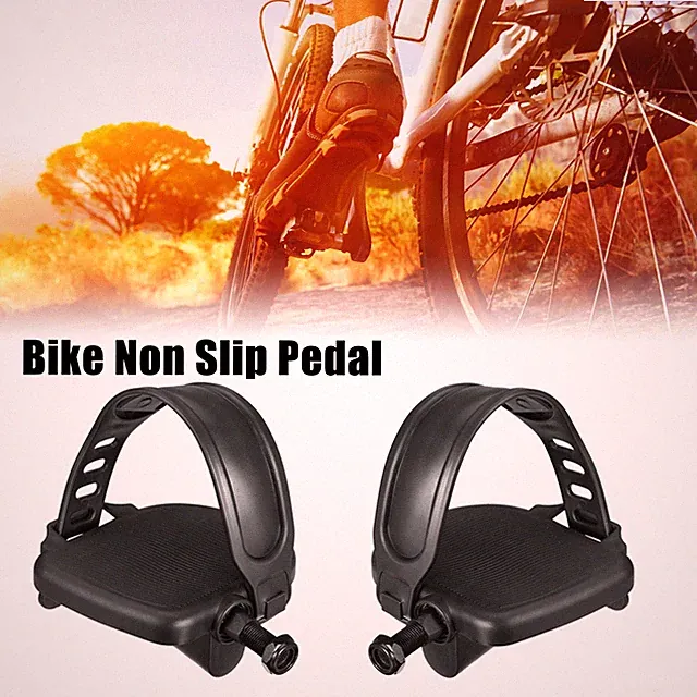 1 Pair Bike Pedals with Straps Indoor Cycling Parts Non Slip 1/2'' Fixed Gear