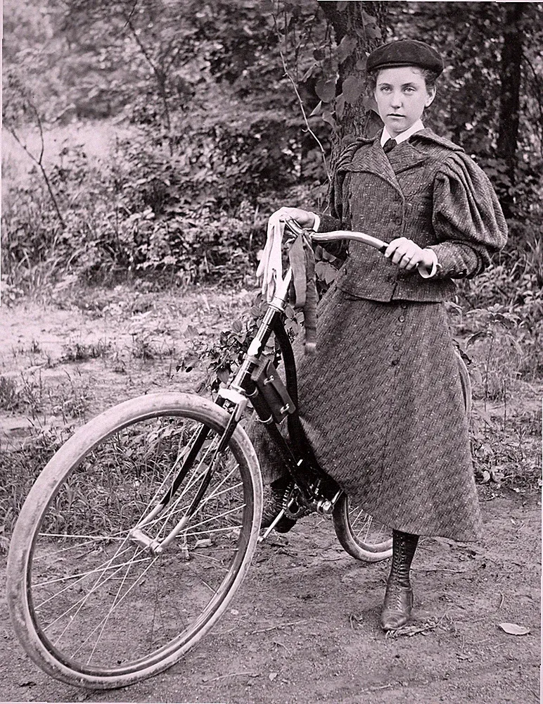 1897 Miss Lehane with Bicycle, Junction City, KS Old Photo 8.5" x 11" Reprint