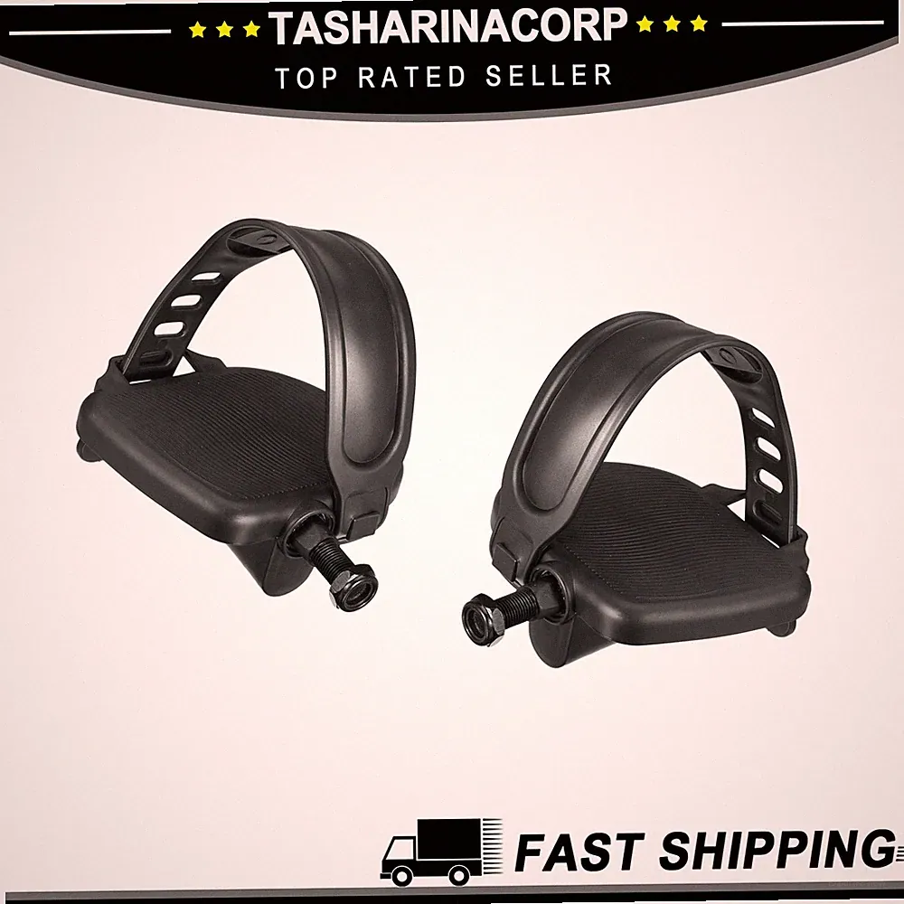 1Pair Bike Pedals with Straps Indoor Cycling Part Non Slip 9/16'' Fixed Gear