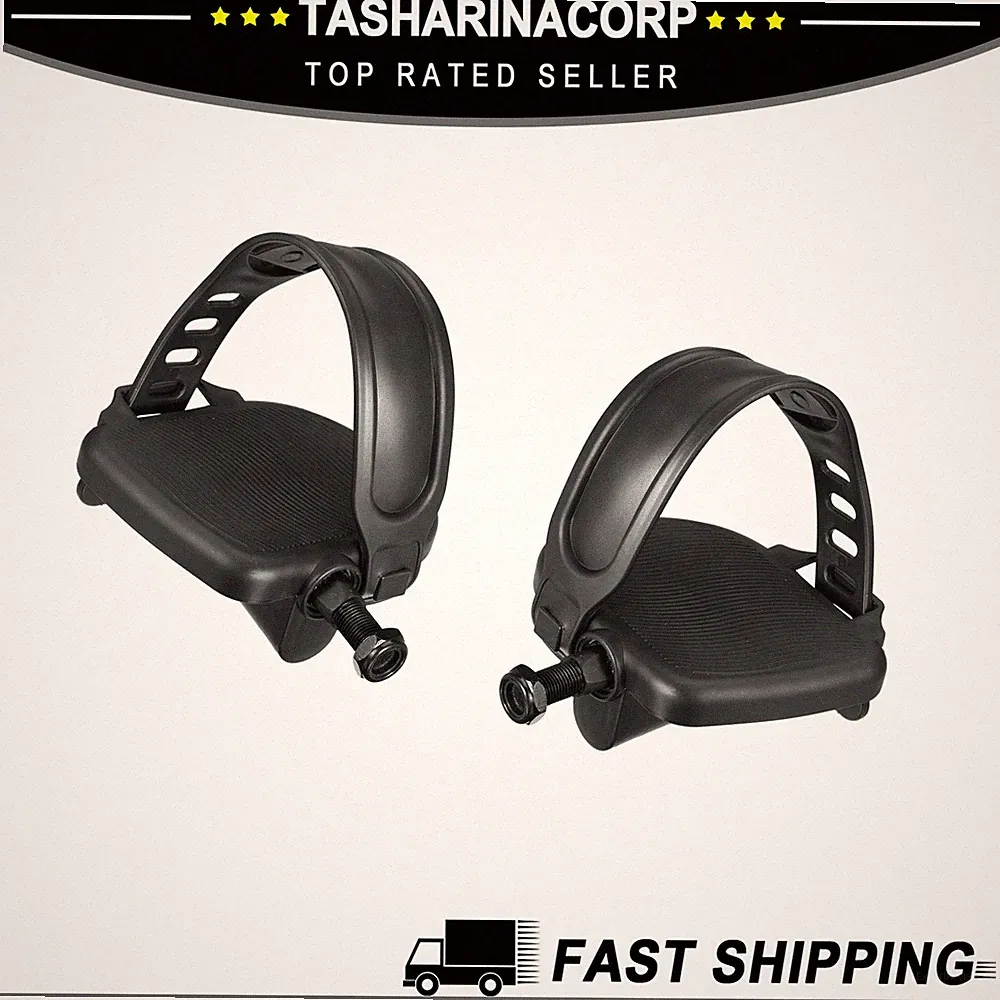 1Pair Bike Pedals with Straps Indoor Cycling Parts Non Slip 1/2'' Fixed Gear