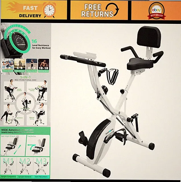 5-in-1 Foldable Stationary Exercise Bike for Home, 350LB Capacity, 16-Level Resi