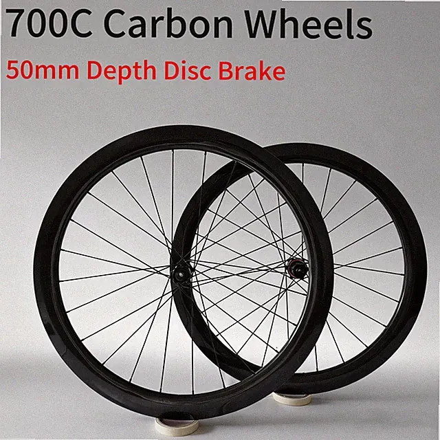 700c Carbon Road Bikes Wheelset Disc Brake 50mm Depth Clincher Tubeless