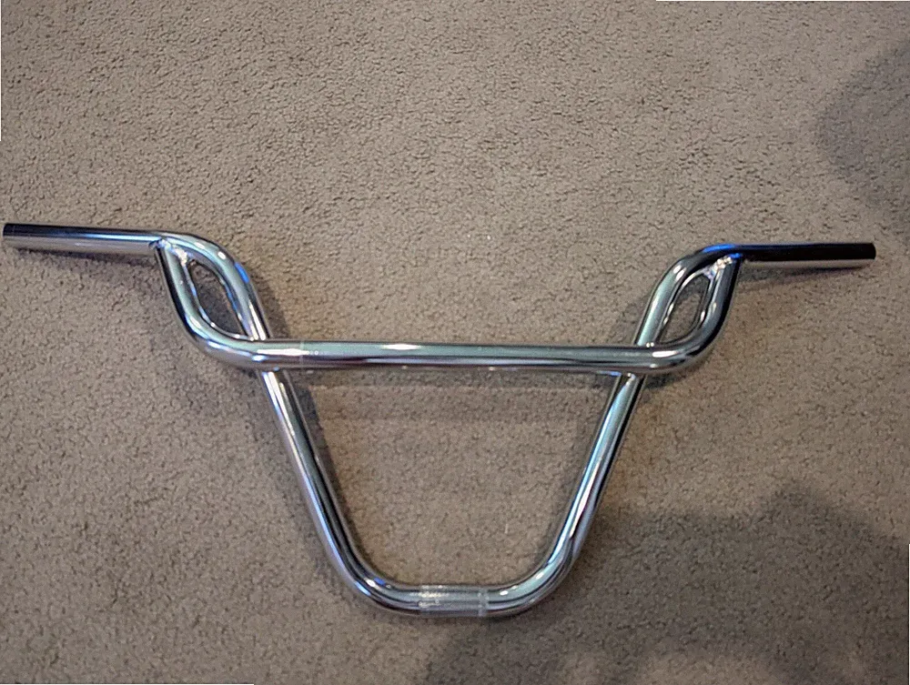 CHROME PRETZEL BMX FREESTYLE BICYCLE HANDLEBARS 22.2 MM, 11"RISE