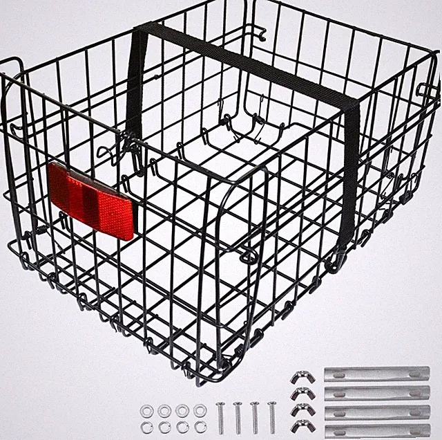 Folding Rear Bike Basket Quickly Release Metal Bicycle Rack Cargo Basket with