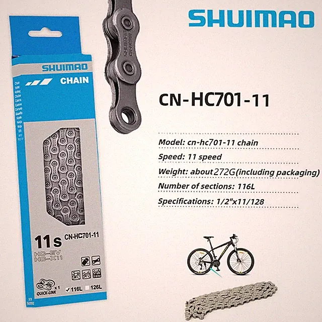 Shuimao CN-HG701-11 Bicycle Chain, Deore XT Ultegra, 11-Speed, 116 Links, E-Bike