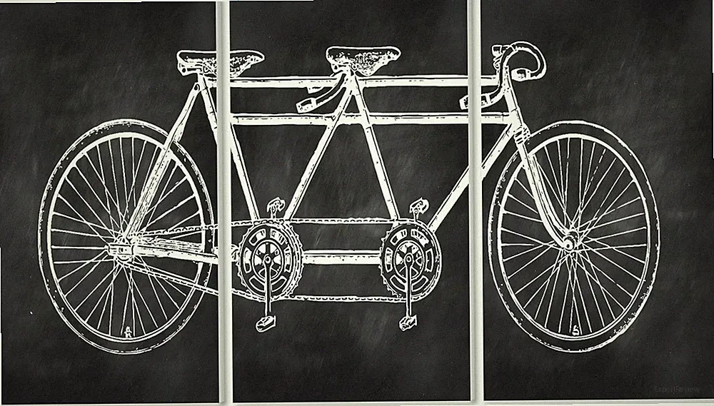Tandem Bicycle 3-Piece Wall Art Set - Made in USA, 11x17 Inches
